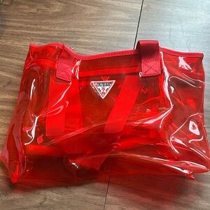 GUESS Clear Red Tote Bag – Stadium Approved